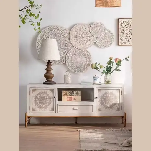 Meuble tv horizon - "mandala blanc"