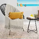 Couvre lit 1 pers. a franges 180 x 220 cm coton uni salma naturel