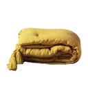 Chemin de lit +pompons 80 x 180 cm gaze de coton uni angelia jaune