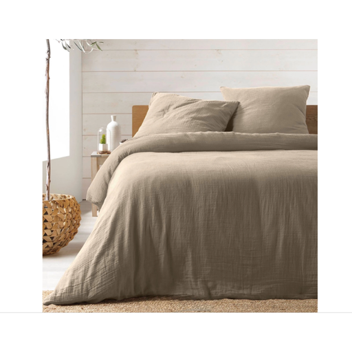Parure 3 p. 260 x 240 cm double gaze coton uni 57 fils angelia sable