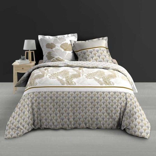 Parure 3 p. 260 x 240 cm percale imp. 78 fils allover melisse