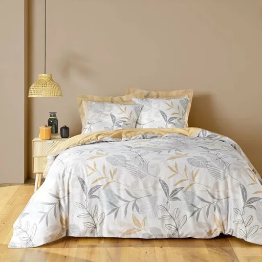 Parure 3 p. 240 x 220 cm polycoton imp. 52 fils allover kimberly naturel