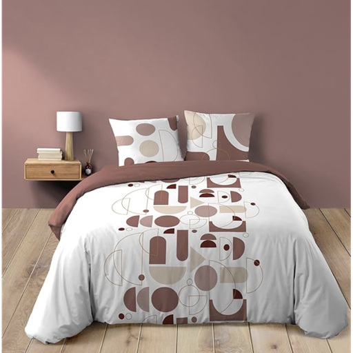 Parure 3 p. 240 x 220 cm imprime 42 fils allover chilipop rose