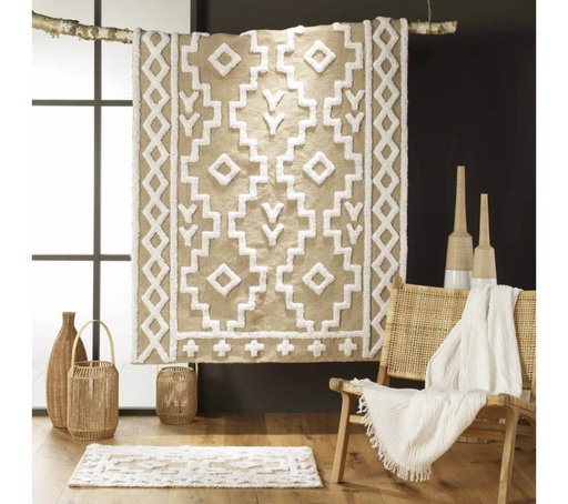 Tapis rectangle 120 x 170 cm jute uni+coton uni medine
