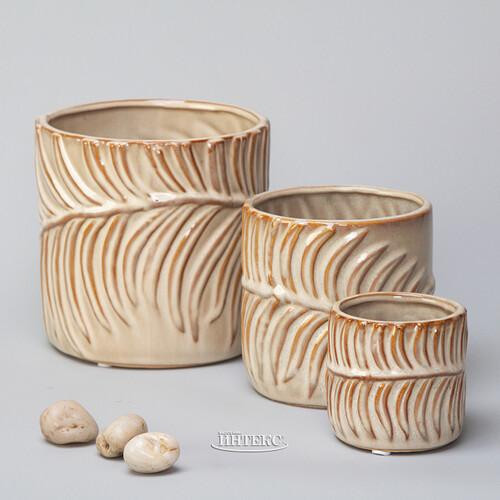 Cache-pot gres relief feuilles