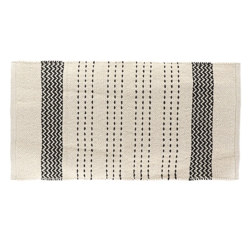 Tapis saint leu coton/autres fibres 45x90 cm - naturel/noir