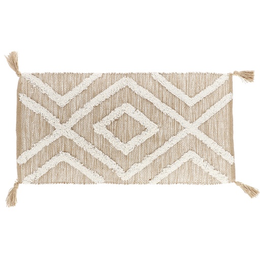 Tapis fez coton/polyester/jute 45x90cm - naturel/blanc