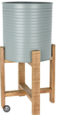 Baril acier vert sauge pour plante avec s