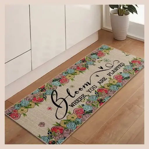 Tapis 50x120 impression jute florals