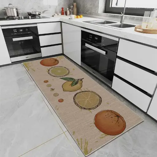 Tapis 50x120 impression jute "citron"