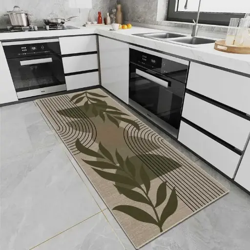 Tapis 50x120 impression jute " boho green"