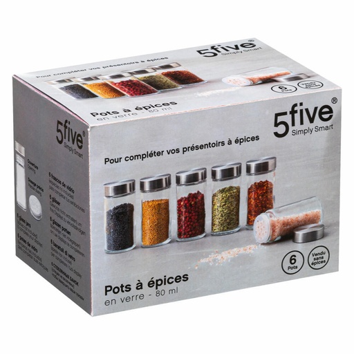 Ensemble de 6  bocaux en verre droit