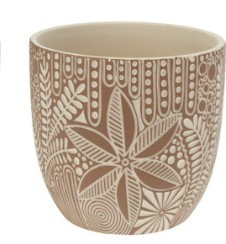 Pot a fleur ceramique marron fleur