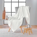 Plaid 125 x 150 cm flanelle relief unie mini frosty naturel