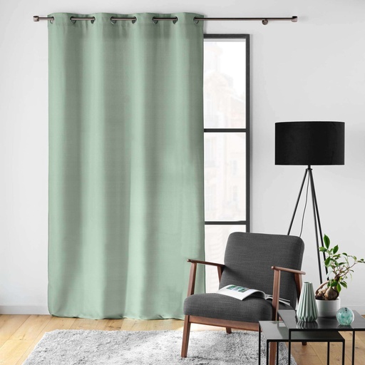 Rideau a oeillets 140 x 260 cm polyester uni soline sauge