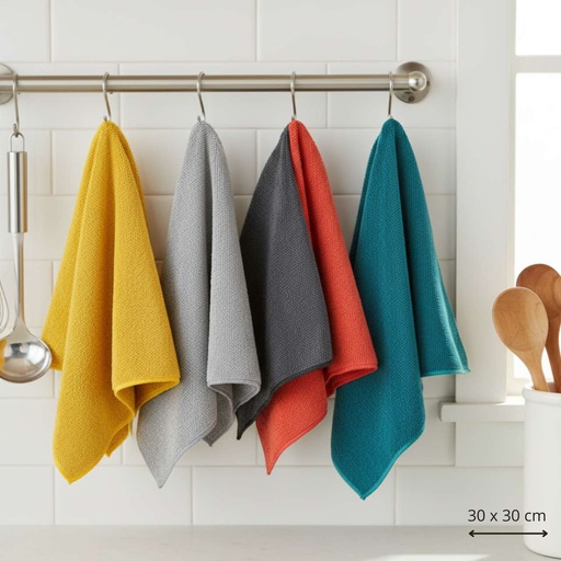 Lot de 5 chiffons multicolores microfibre 30x30 cm  