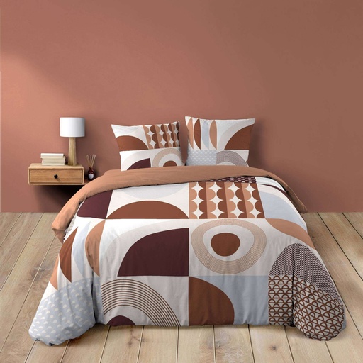 Parure 3 p. 240 x 220 cm imprime 42 fils dessin place gemma terracotta