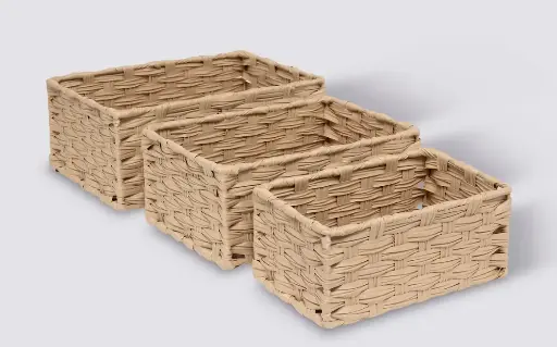 Lot de 3 paniers haut tresse 