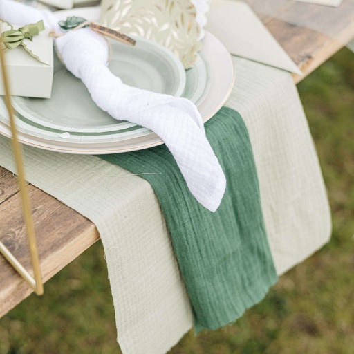 Chemin de Table Gaze de Coton Vert Anglais 30cmx3m