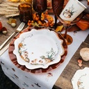 8 Assiettes Promenade d'Automne Carton Crème, Brun et Or Ø23cm