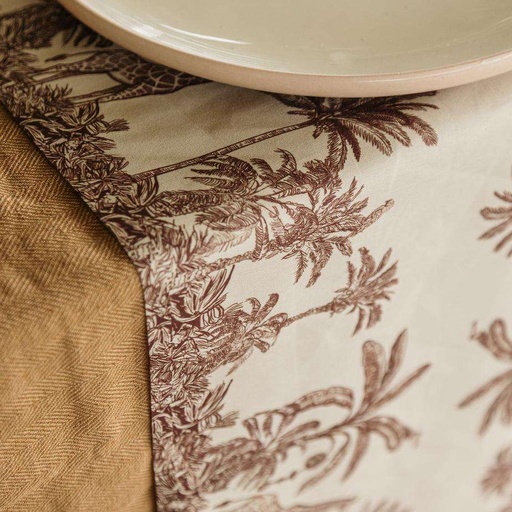 Chemin de Table Parfum d'Orient Tissu Beige et Chocolat 28cmx5m