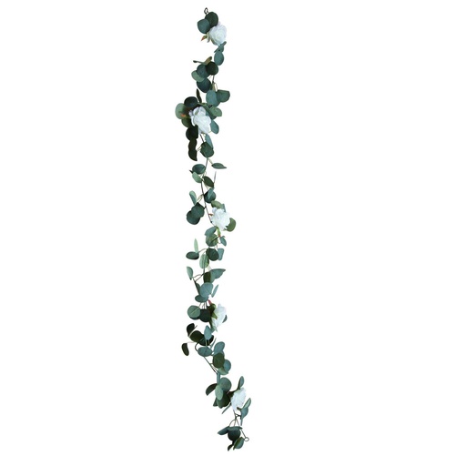 Guirlande de Roses et Eucalyptus Vert et Blanc 1,70m