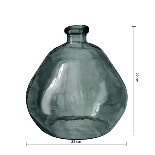 Vase verre recyclage rond uly kaki h23