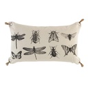 Coussin dehous. compr. pompons 30 x 50 cm polycoton imp coleopta des. place