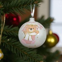 Boule verre email ours dans chaussette rose