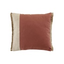 Coussin franges 40 x 40 cm coton uni+jute greenybel terracotta