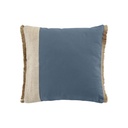 Coussin franges 40 x 40 cm coton uni+jute greenybel bleu