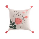 Coussin dehous. compr. pompons 45 x 45 cm coton imp marisol des. place