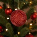 Boule rouge mousse paillettes carreaux et paillettes tout autour - Modèle 1