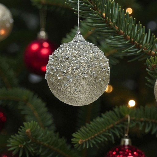 Boule mousse paillettes, perles, diamants moitié