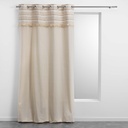 Rideau a oeillets 140 x 240 cm coton uni+top tisse+franges atlas naturel