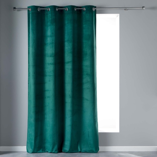 Rideau a oeillets 140 x 240 cm velours uni velvetine petrole