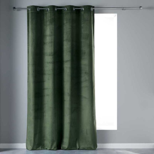 Rideau a oeillets 140 x 240 cm velours uni velvetine kaki