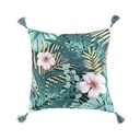 Coussin pompons 40 x 40 cm polyester imp. kelly de