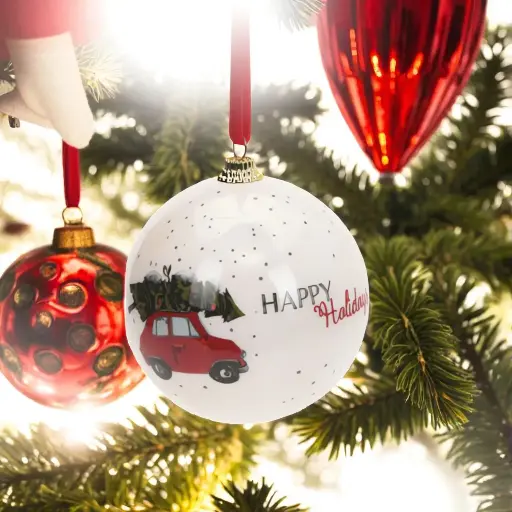 Boule noël voiture blanc