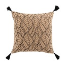 Coussin dehous. compr. pompons 40x40 cm jute imp/polycoton uni kalinda noir
