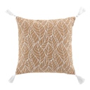 Coussin dehous. compr. pompons 40x40 cm jute imp. /polycoton uni kalinda blanc