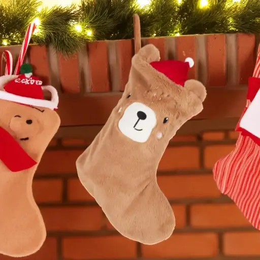 Bas de noël  animal ours marron