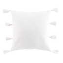 Coussin dehous. compr. pompons 45 x 45 cm coton uni tasselina blanc