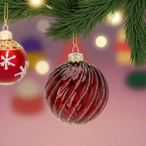 Boule de noël verre 8cm rouge rond