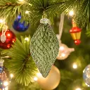 Boule de noël verre 8cm ovale vert