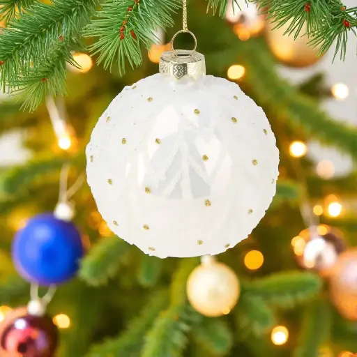 Boule verre 8 cm blanc