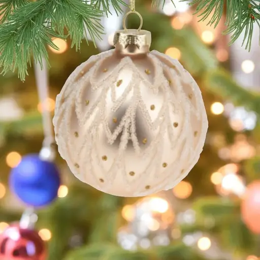 Boule verre 8cm rose poudrée