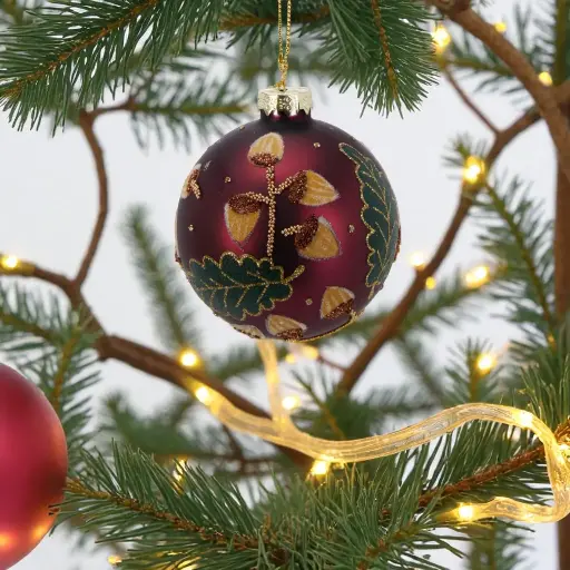 Boule noël verre bordeaux 8cm 