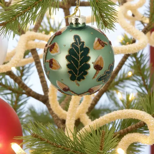 Boule noël verre vert 8cm  