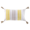 Coussin dehoussable pompons 30 x 50 cm coton tisse naturaline jaune